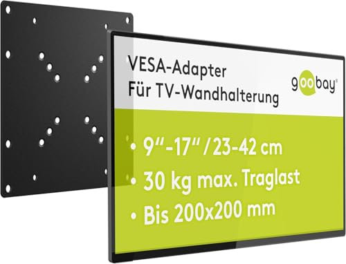 Goobay 78772 Adaptateur VESA 100 x 100 vers 200 x 200, pour TV et moniteur, extensible de 50 x 50 jusqu'à VESA 200 x 200, plaque d'adaptation VESA 30 kg, noir