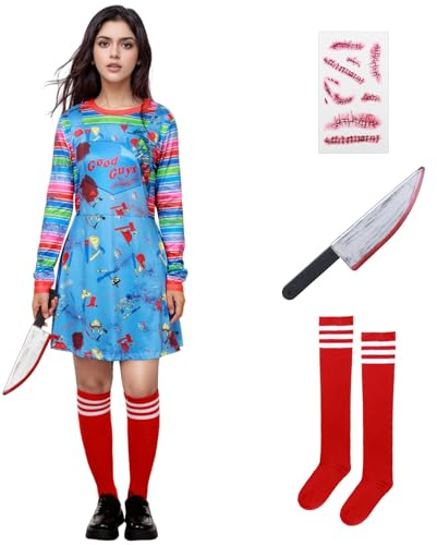 Suffolly Killer-Puppen-Kostüm für Kinder, Spielkostüm (Damen, XL)