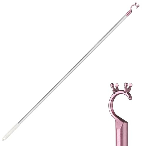 Tringle à ouvrir pour fenêtre de toit avec crochet de canne - Barre d'ouverture de fenêtre avec crochets, extension de poignée de fenêtre avec crochet à tirer (rose)