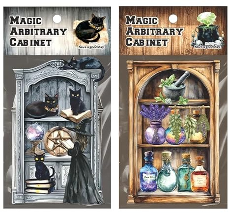 50pcs Magic Holographic Stickers, Waterproof Decals for Scrapbooking, Journals, Notebooks, Spooky Halloween Stickers, Stationery Decoration for Water Bottles, Ebook Readers, Laptops, Aesthetic DIY