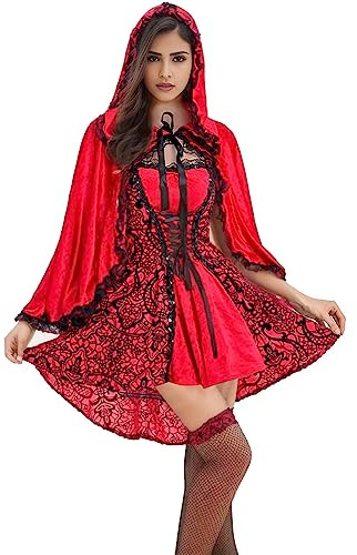 Generisch 2025 Women's Halloween Song Cape Costume Cosplay Costume Chopper Cosplay Costume, red, M