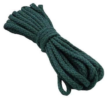 10 Meters Thicked Braided Cotton Rope Dark Green 5MM Wide Macrame Cord Drawstring Cotton Rope for DIY Projects/Scene Decoration/Sewing