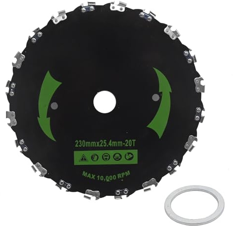 JUUDDENPARTS Lame de scie à débroussailleuse 225 mm, trou central de 20 mm, remplacement pour débroussailleuse de type MAXI robuste pour débroussailleuse 45CC + et scies plus grandes