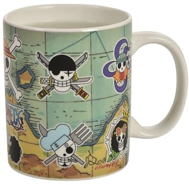 Elbenwald Thermoeffekt Tasse - verschiedene Motive Anime und Filme Keramik Mehrfarbig 320 ml (One Piece - South Blue Map)