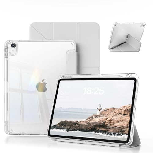 JKSML Y-Faltung Hülle für iPad mini 7 (A17 Pro)/6. Generation - Grau | 5-in-1 klappbarer Ständer mit Stifthalter, Transparent Rückseite, Auto Schlaf/ Weck, für 2024/2021 model 8,3 Zoll