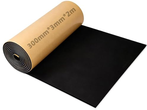 Dshunnc 2m Plaque de Mousse Autocollante Multifonctionnel 300mm x 3mm Antidérapant et Amortissant Mousse Acoustique Voiture Adhesive Idéal pour Fitness Camping et Maison