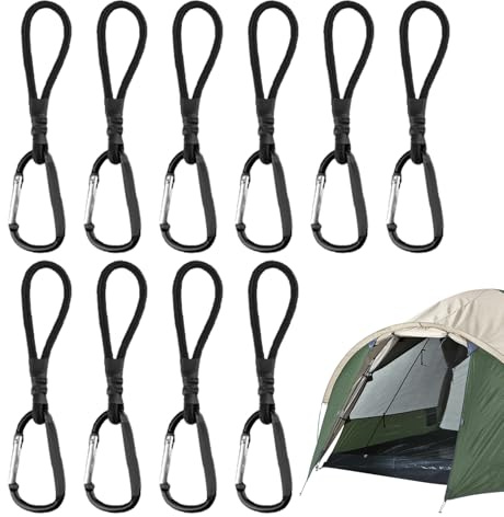 Cordons élastiques Robustes – 10 pièces de Sangles élastiques à mousquetons Solides | Cordon élastique de Sac à Dos Portable avec Boucle d'escalade pour Camping, Cargo, vélo, Tente extérieure