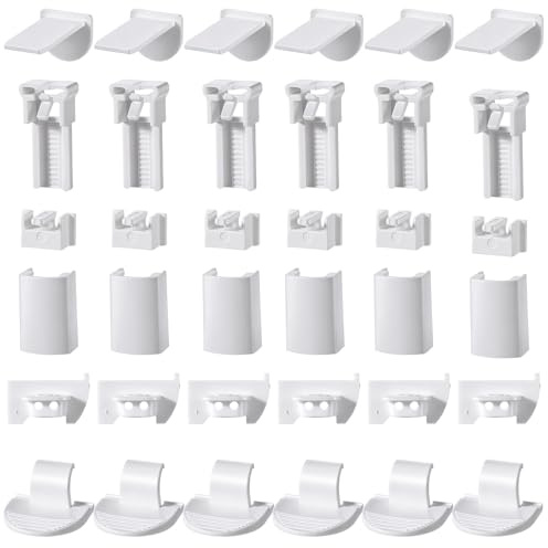 36 Stück Plissee Ersatzteile Set, Universal Klemmträger Plissee Halterung Ohne Bohren Selbstklebend Klemmfix Zubehör für Fenster Plissees, Praktisches Befestigungsset für Jalousien (Weiß)
