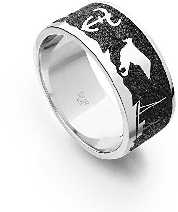 Borkumer Nachtring, Silberring mit Lavasand, 925er Sterling Silber, rhodiniert (56 (Innendurchmesser 17,8 mm))