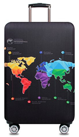 YianBestja Elastisch Kofferhülle Kofferschutzhülle Gepäck Cover Reisekoffer Hülle Koffer Schutzhülle Luggage Cover mit Reißverschluss (Map, M (22-24 Zoll))