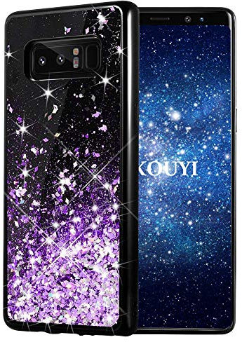 KOUYI Cover Galaxy Note 8, 3D Glitter Liquido Silicone TPU Bumper Telefono Cellulari Smartphone Protezione Cover,3D Bling Protettiva Case Custodia per Samsung Galaxy Note 8 (Viola)