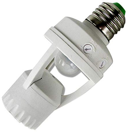 E27 Screw Light Bulb Holder LED PIR Infrared Motion Sensor Lamp Switch Socket Lamp Bases Light Bulb Holder Nightlight Adapter Converter White