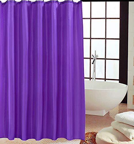 KAV - Polyester fabric Shower Mould and Mildew Resistant Curtain 180 x 180 cm (71 x 71 Inch) Berry/Purple Matching Hooks