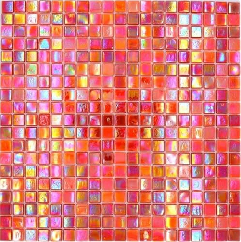 Glasmosaik Mosaikfliesen orange rot irisierend Wand Fliesenspiegel MOS58-0902