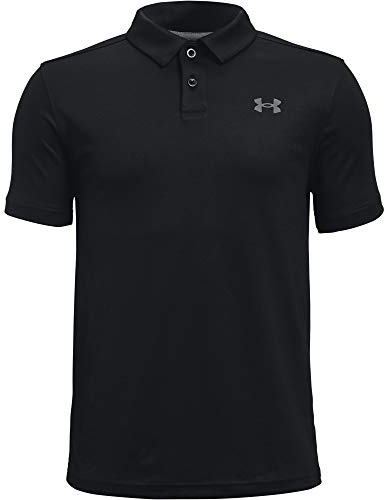 Under Armour Jungen UA Performance Polo, sportliches Poloshirt, strukturiertes funktionales T-Shirt, Black / Pitch Gray / Pitch Gray, 7-8 Jahre