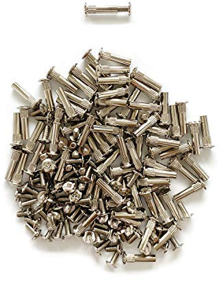 LIKERAINY 75 Stück Möbelverbinder Schrauben Möbelschrauben M7,4 Hülsenschrauben Verbindungsschraube mit Hülse Vernickelt für Kleiderschrank Küchenschrank Möbel Holzdicke 30–39mm