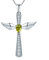 YL Kreuz Engelsflügel Halskette 925 Sterling Silber August Geburtsstein Peridot Grün Zirkonia Schutzengel Anhänger Halskette für Damen