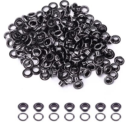 100 pièces Kit œillets œillets en laiton métal œillets avec rondelle chaussures vêtements toile cuir bricolage projets diamètre intérieur 4mm(Noir)