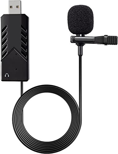 Gyvazla Micro Cravate USB, USB Microphone Ajout d'un Port Audio de 3,5 mm Compatible avec Tout Ordinateur pour Podcast, Interviews, Chant en Réseau