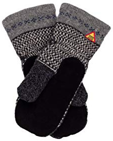 ÖJBRO VANTFABRIK – Fäustlinge mit Wildledereinsatz, 4-lagig, aus 100% Merinowolle, Größen S (6), M (7-9), L (10-11), unisex, warm & weich, folkloristisches nordisches Design