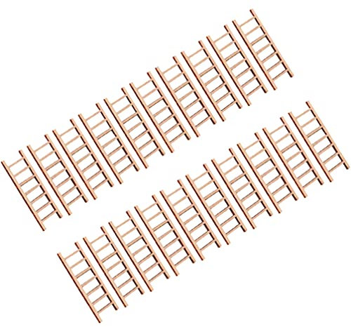 DOITOOL 20pcs Miniature Ladder Mini Wood Doll House Ladder Fairy Garden Accessories Micro Landscape Accessories for DIY Dollhouse Décor