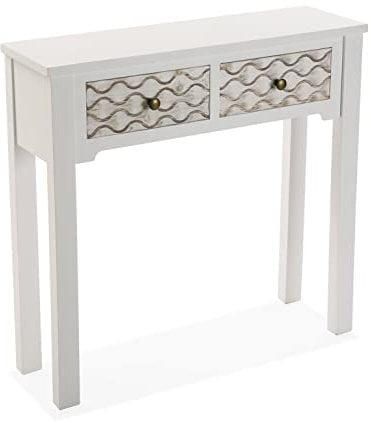 Versa Safira Meuble d'Entrée Étroit pour Entrée ou Couloir, Table Console, avec 2 tiroirs, Dimensions (H x l x L) 79 x 25 x 80 cm, Bois, Couleur: Blanc et Marron