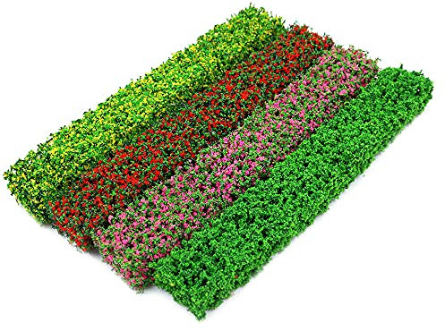 Tiardey,8 Piezas,4 Colores,Tiras de arbustos en Miniatura,Grupos de vegetación de armodelo de arbusto,Modelo de Paisaje estático,Plantas Artificiales para Bricolaje