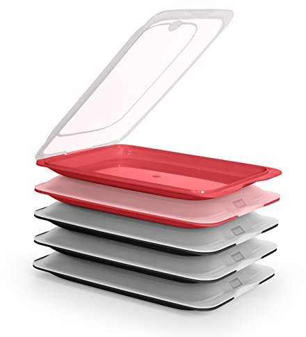 PracticDomus Porta Embutidos y Alimentos Sistema Fresh, Conservación Optima de Lonchas en Nevera (5X Neg-Bur)