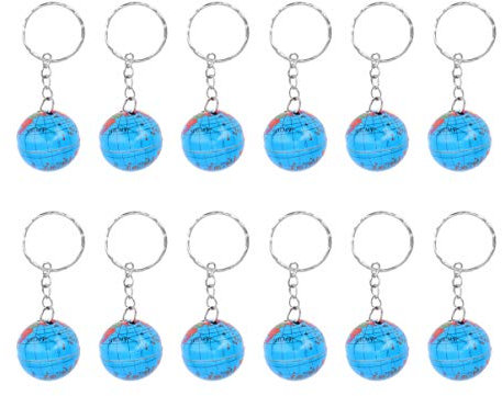 STOBOK 12 Pièces Globe Porte- Clés Globe Terrestre Charmes Porte- Clés Pendentif Boule Porte- Clés Pendentif pour à Dos Décor Retour à L' école Cotillons