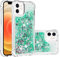 IMIRST Silicone Phone Case for Apple iPhone 12 mini, Corner Airbag Fall Protection Bling Glitter Quicksand Liquid Sparkle TPU Case Cover for Apple iPhone 12 mini. YBW Love Green