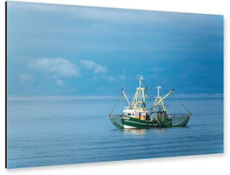artboxONE Alu-Print 30x20 cm Himmel, Kutter und Nordsee von Künstler Rico Ködder