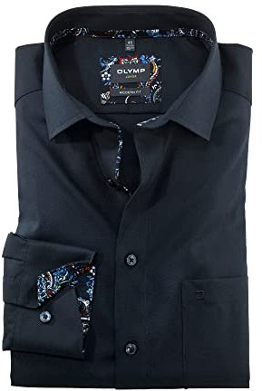 OLYMP Herren Businesshemd Langarm Luxor,Einfarbig,modern fit,Global Kent,Kobalt 08,37