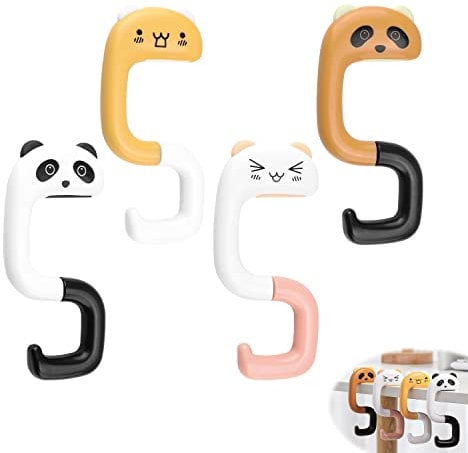 HASLED 4 Pezzi Appendi Borsa da Tavolo, Gancio Porta Borsa da Tavolo Pieghevole, Antiscivolo, ABS, Simpatico Cartone Animato, Regalo Creativo per le Donne, Adatto a Ristoranti, Caffè, Scuole