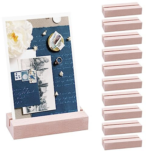 Monsully 10 Stück Kartenhalter Holz, Tischkartenhalter Holz Fotohalter Holz Menükartenhalter Fotoständer Postkarten Kartenständer Holz als Kartenständer Hochzeiten Memos, Notizen und Verwendbar