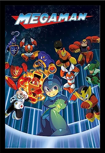 empireposter Mega Man - Characters - Film Poster Plakat - 61x91,5 cm + Wechselrahmen, Shinsuke® Maxi MDF schwarz, Acryl-Scheibe