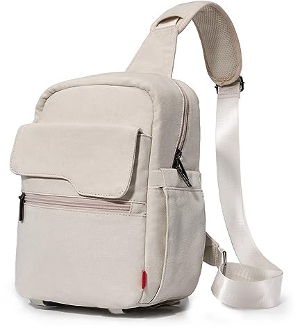 Cwatcun Small Camera Bag Shoulder Camera Bag for Photographer Canvas Water Resistant DSLR Sling Camera Bag Compatible with Nikon Sony Lightweigth, UK3-D93-L-WH, White