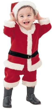 Hifot Baby Weihnachtsoutfit Junge Mädchen Weihnachten Neugeborene Santa Jacken+Gestreifte Hose+Weihnachtsmütze+Ledergürtel Weihnachtskleid Weihnachtskostüm