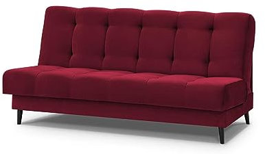 Mars Meble Schlafsofa Nancy Sofa mit Schlaffunktion Bettkasten Polstersofa aus Velour 195 cm Dreisitzer mit Holzbeine, Stoff: Kronos 02 - kastanienrot