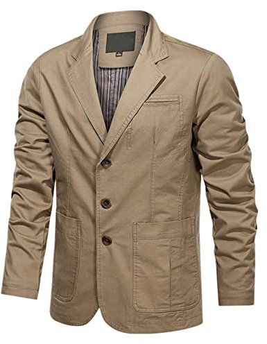 Darringls Veste stretch pour homme - Grandes tailles - Blazer d'affaires - Mince - Léger - 4XL - En lin - Pour l'été - Moderne - Sportif - Coupe droite, kaki, XXXL
