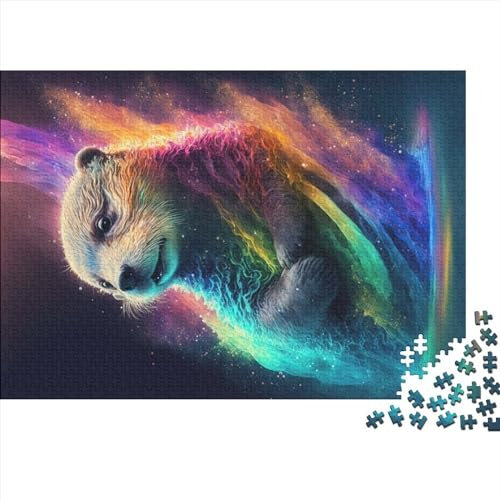 Otter Neon-Puzzles für Erwachsene, 1000-teilige Puzzles für Kinder, Holzpuzzles, herausforderndes Spiel (Größe 75x50 cm)