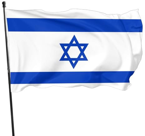 Israel Flagge 90 × 150 cm/3×5 Ft - Israelische Große Flaggen mit Messing-Ösen Israel Fahne mit Doppelnähgarn 1 Stück