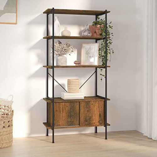 Regal mit 5 Böden und Schrank ,Besteckschrank,Snack-Regal,Ausstellungsregale,Regal im Eingangsbereich,Esszimmer-Sideboard,Lagerregal,für Wohnzimmer,Eingangsbereich,80x40x163 cm Stahl Holzwerkstoff