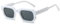 RUNHUIS Vintage Rechteckige Sonnenbrille für Damen Herren, Retro Sechseck Kleine dicke Rahmen Getönte Chunky Brille Weiß/Grau