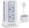 Tower Extension Lead 5M, [13A 3250W] Multi Plug Extension,8 AC Outlets & 4 USB (1 Type C and 3 USB Ports) Surge Protector Extension Lead with USB Solts for Home, Office