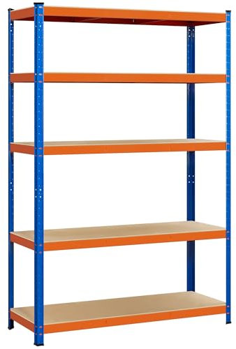Yaheetech Schwerlastregal 180 x 120 x 45 cm Lagerregal 5 Böden Metall Regal Max. Belastbarkeit : 875kg Orange & Blau