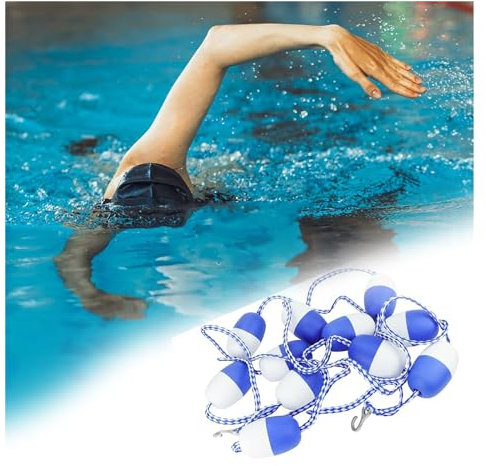 Pool-Trennwand für flaches und tiefes Ende, schwimmende Pool-Sicherheitsteiler, Schwimmbahnlinie mit Schwimmern & 2 Haken, Inground Pool Divider Seil für Zuhause/öffentliche Pools/Schwimmtraining