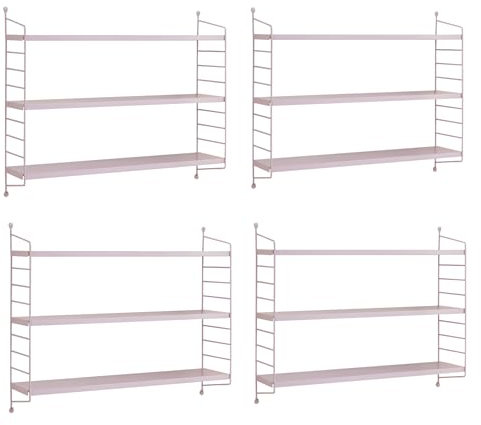 [en.casa] Modulares Wandregal Strängnäs 4er Set Metallregal Lila Hängeregal mit 3 Regalböden Badregal Küchenwandregal Wandablage Wohnzimmer