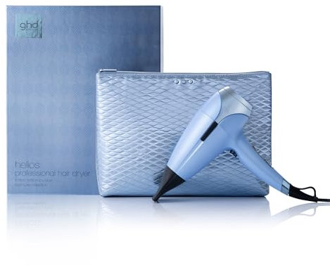 ghd Helios - Hair Dryer in ICY Blue with Iced Luxe Vanity Bag, Professionally Approved, Powerful 120kmph Airflow, Ultra Fast Drying 2200W, Lightweight, 30% More Shine, UK Plug (Limited Edition)