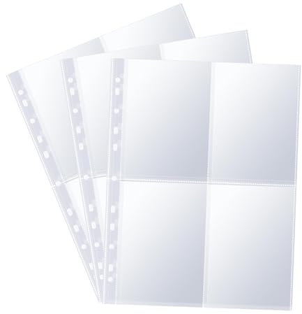 30 Stück Klarsichthüllen a4 Taschen A4 Fotohüllen für 2/3/4 Binder, Transparente Postkartenhüllen mit 4 Fächern (105x154mm) Top Loading Fotoalbum Nachfüllseiten für Sammelkarten, Familienfotos