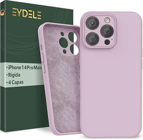 EYDELE Quadrupla Protezione per iPhone 14 Pro Max - Case Rigido | Fodera in Microfibra | Custodia Silicone Anti Impronta - Cover Rosa cipria